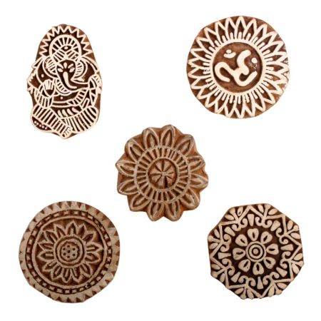 Set of 5 Piece New Mix Wooden Printing Block